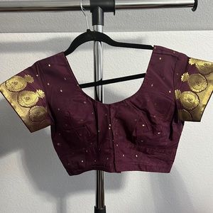 Never worn Gold, purple and brown cotton silk saree